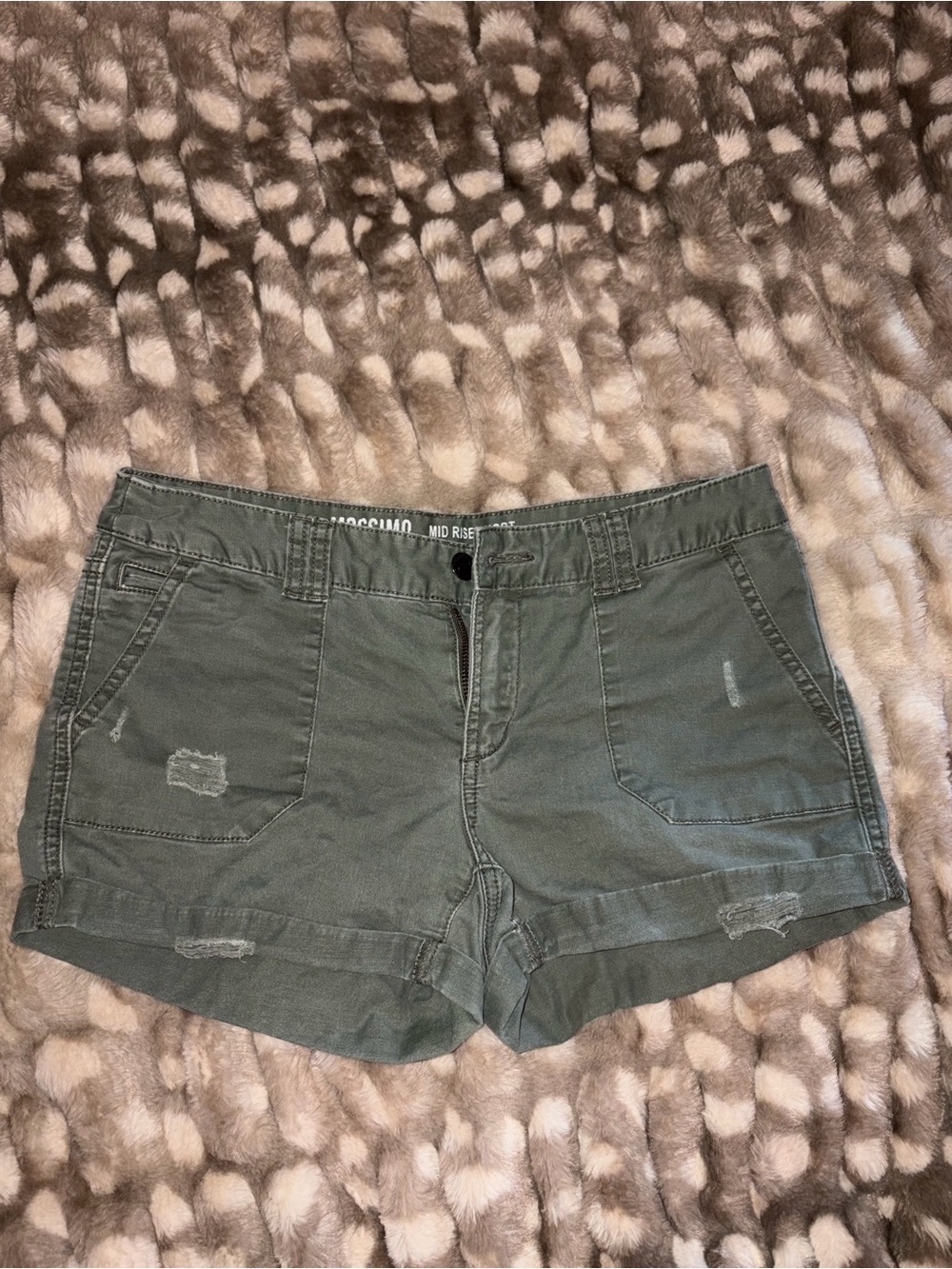 Mossimo distressed army green shorts